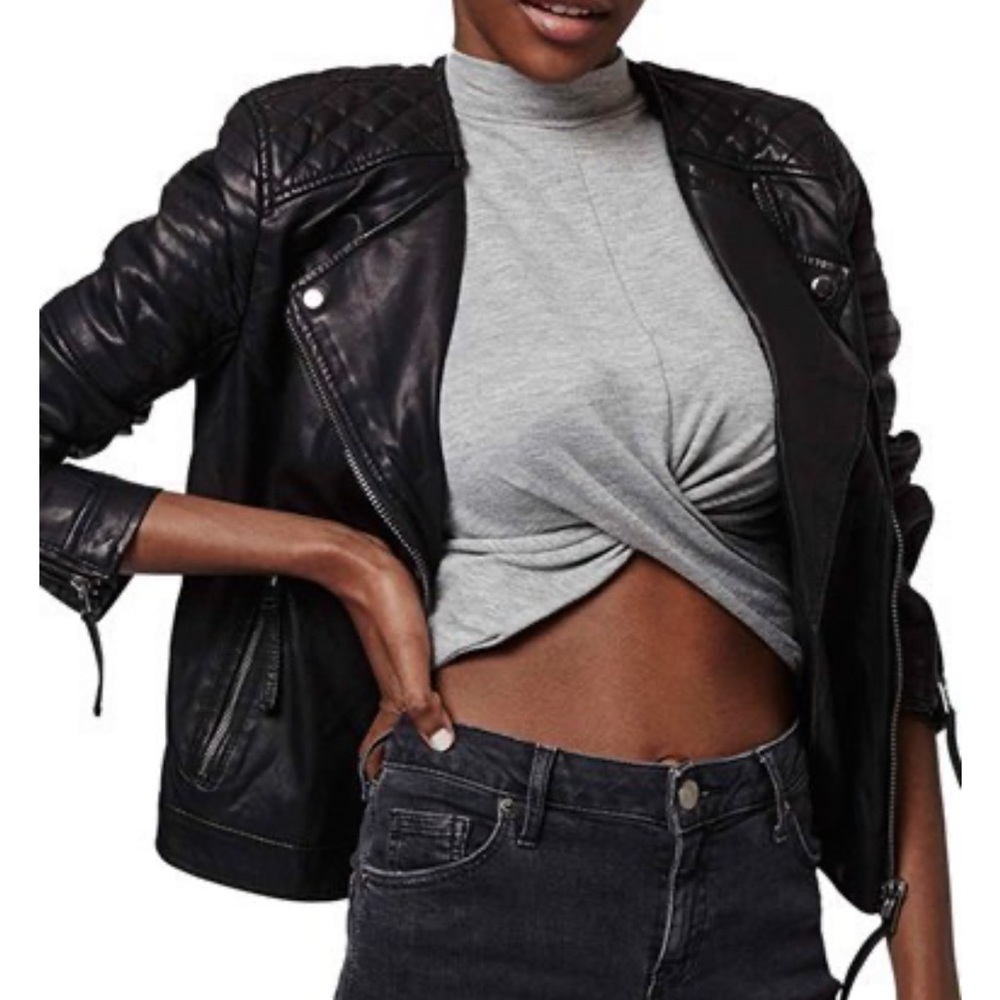 Topshop faux leather biker moto jacket